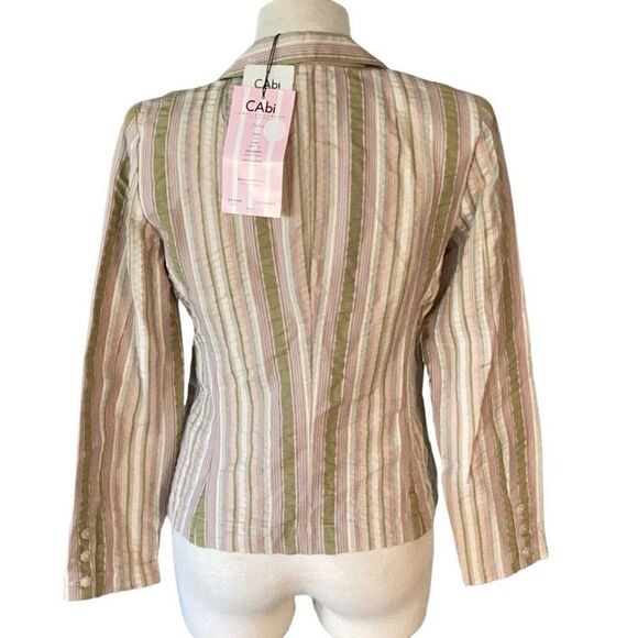 NWT CAbi Women’s 8 Seersucker Striped Long Sleeve 3 Button Blazer Jacket - Picture 2 of 9